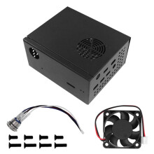 X825-C8 Case para Raspberry Pi 4B X825 2,5 Polegadas  Disco RíGido SSD Placa de Unidade com Ventoinha de Resfriamento + BotãO Interruptor