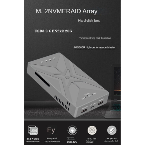 M.2 NVME SSD  Dual Bay M2 SSD Case Support M.2 Nvme SSD Disk per SSD Hard Disk Box TYPE-C USB3.2 GEN2 20 Gbps 1