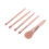 5Pcs Portable Makeup Brushes Set with Mirror Box, Apricot Pink 8