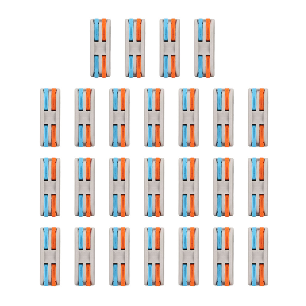 25Pcs Pct 2-2 Wire Connectors, 32A, 4-Port, 9-11Mm, Orange/Blue 8701376233055
