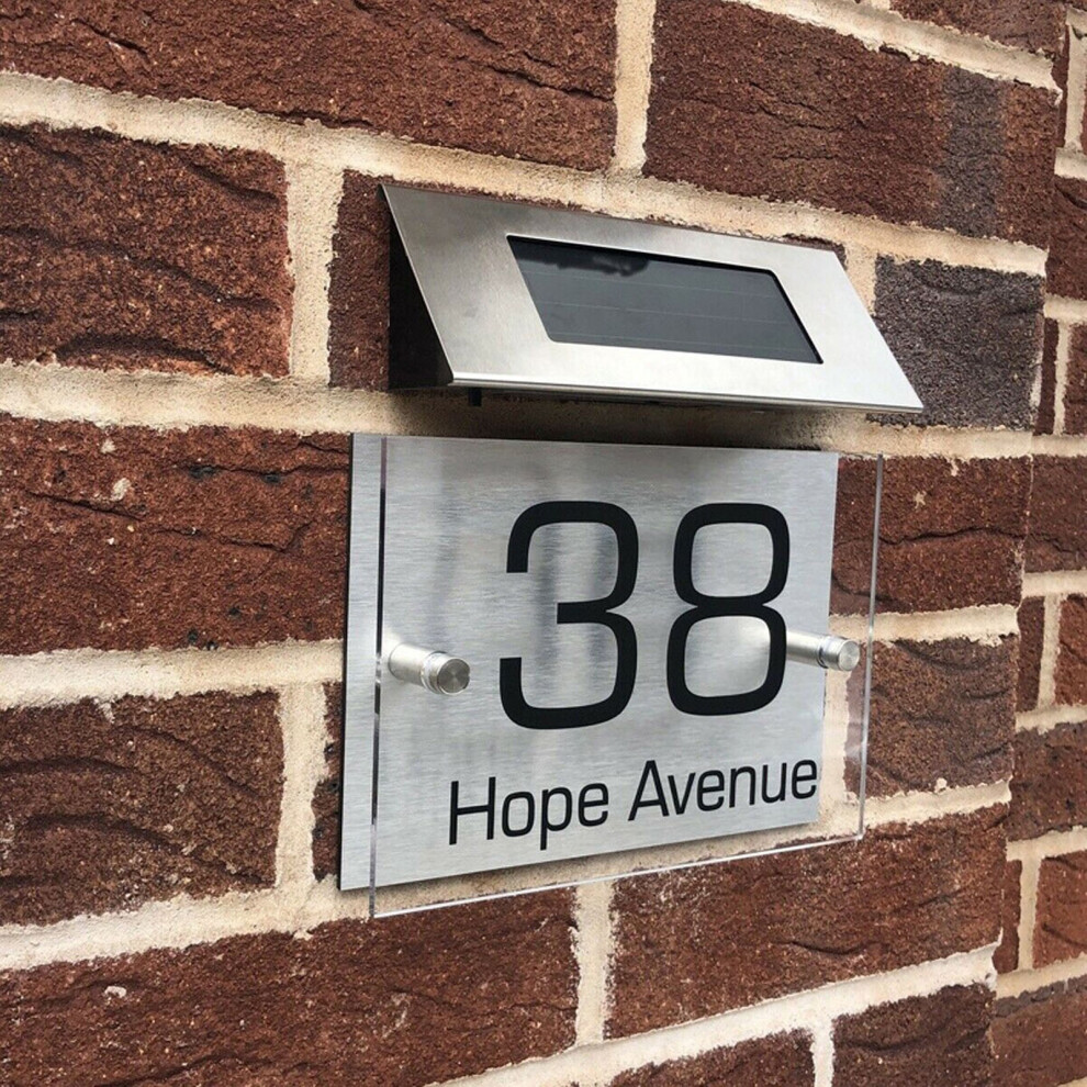 Solar House Numbers Stainless Steel Waterproof Brightness Light/White