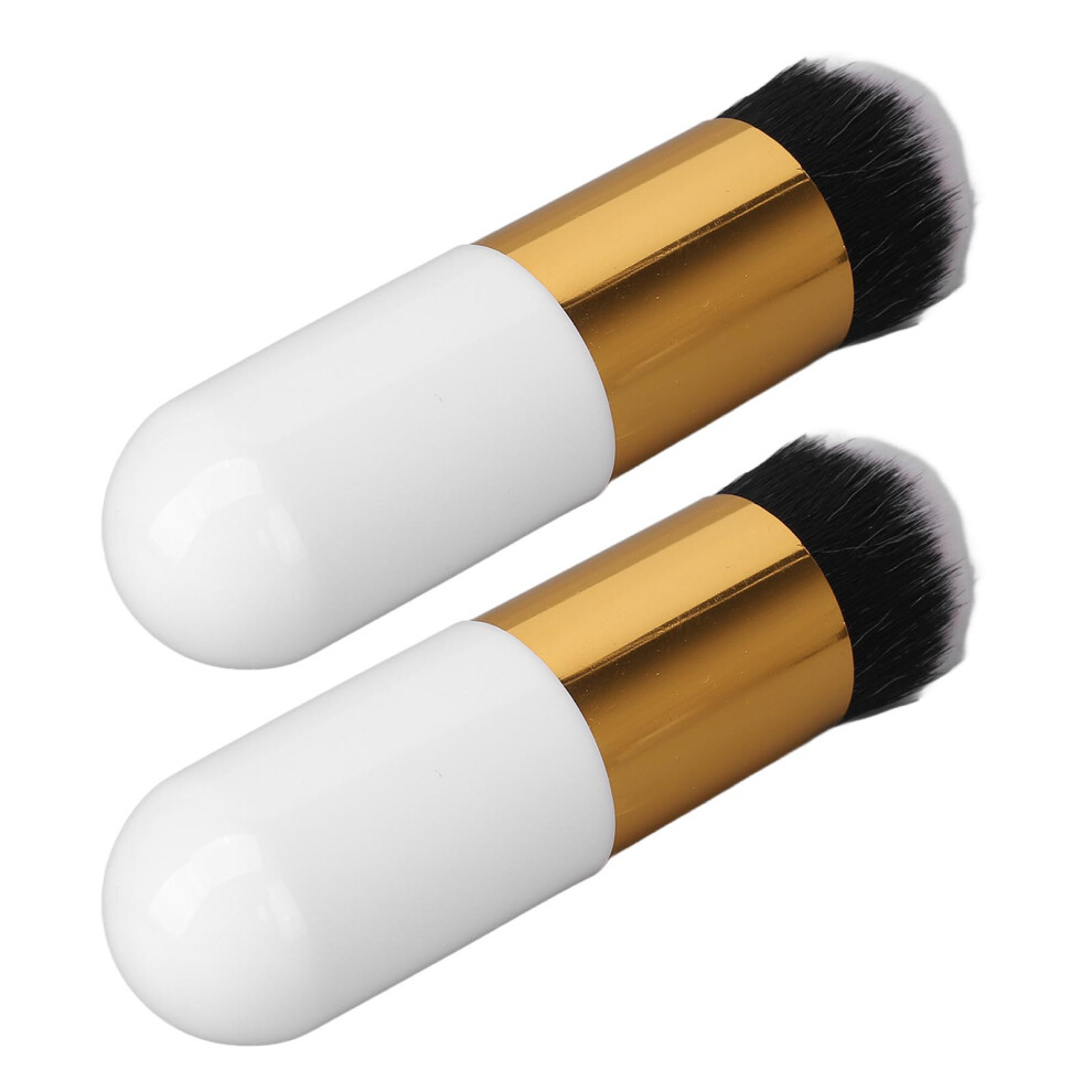 Gold 2Pcs Chubby Makeup Brush Set With Soft Bristles & Handles