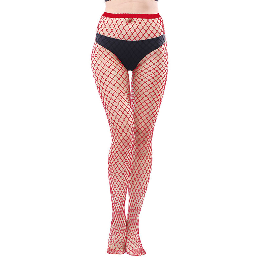 High Waist Fishnet Stocking Tights, Women Red High Waist Sexy Elasticity Pantyhose Fishnet Tights for Halloween, Holidays