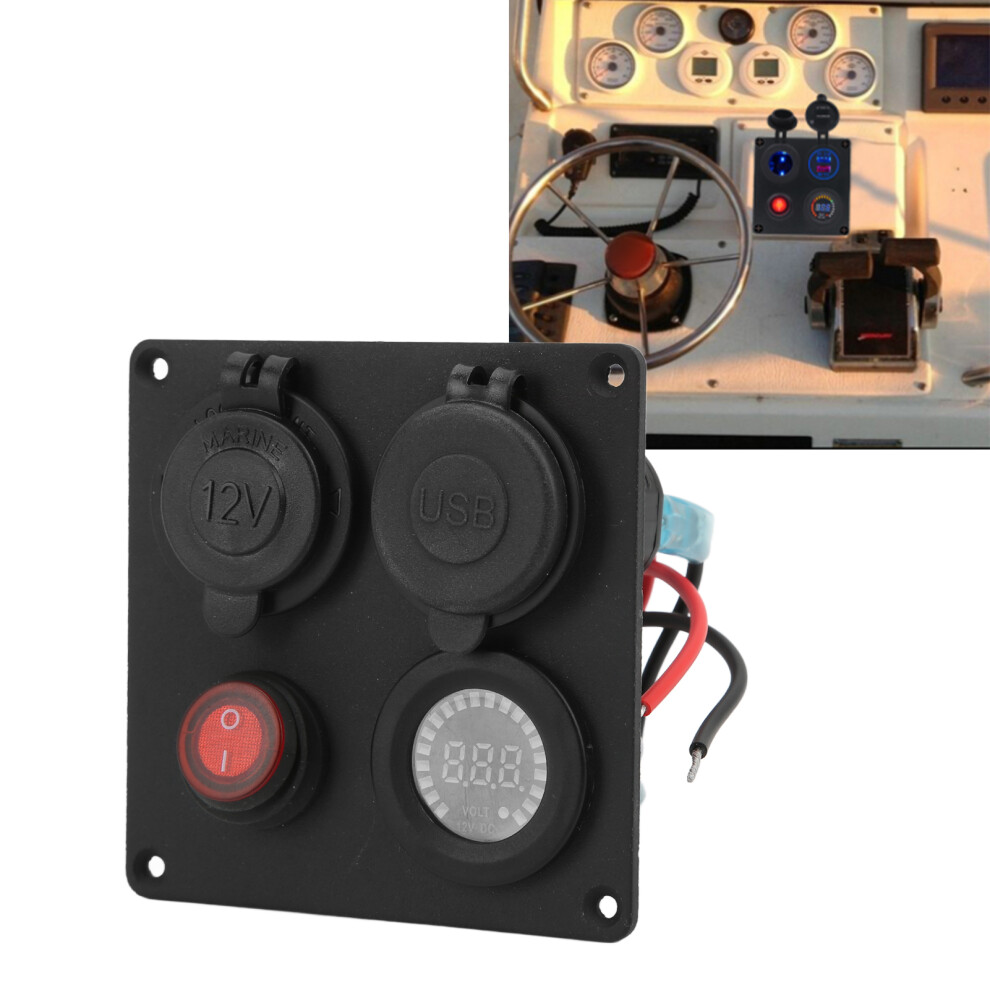 Multifunction 1 Gang Switch Panel With Dual Qc3.0 Usb & Volt Meter - Black 5021376241595
