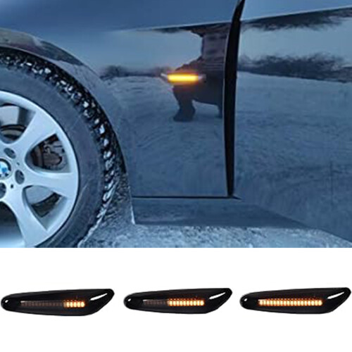 Seitenmarkierungsleuchten in Gelb, getönte Gläser mit sequenzieller Blinkfunktion, kompatibel mit BMW E84, E90, E46, E83, E53, X1, X3, E92 und E93, 2