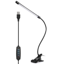 Lampe de bureau à pince à intensité variable, col de cygne flexible à 360 pour un réglage facile, lampe de bureau protégeant les yeux avec