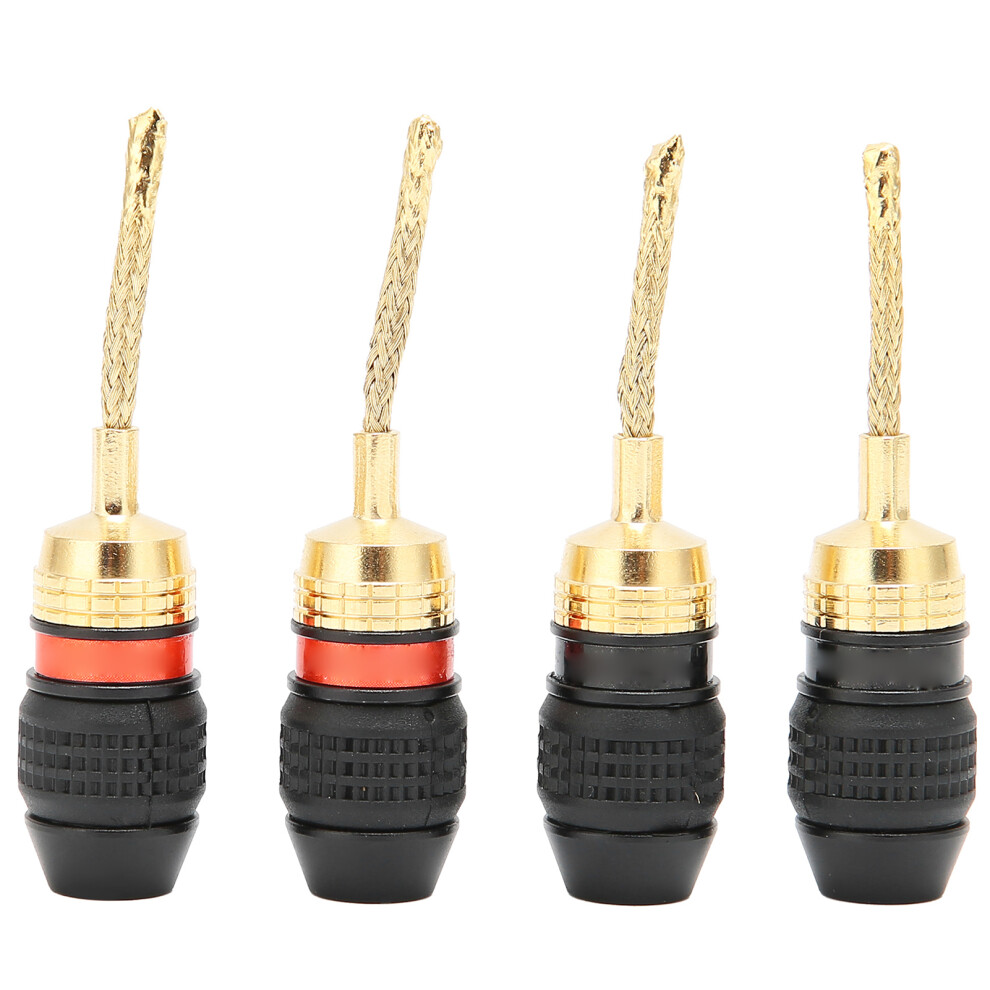 Speaker Banana Plug Connector, 24K Gold Plated Contacts Corrosion Resistance, Gold Plated Non Magnetic Screw Terminal For High Fidelity Audio 9340959961603