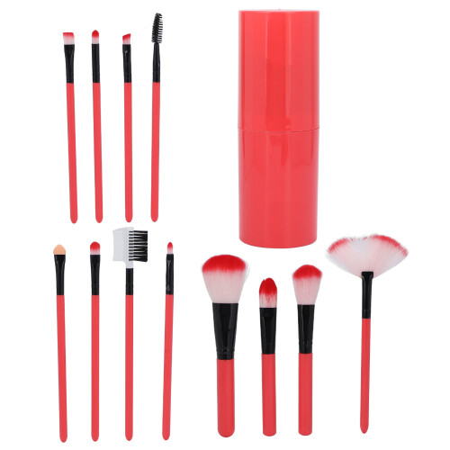 12pcs Portable Red Makeup Brush Set | ABS Professional Cosmetic Tools 1