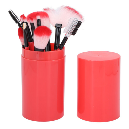 12pcs Portable Red Makeup Brush Set | ABS Professional Cosmetic Tools 2