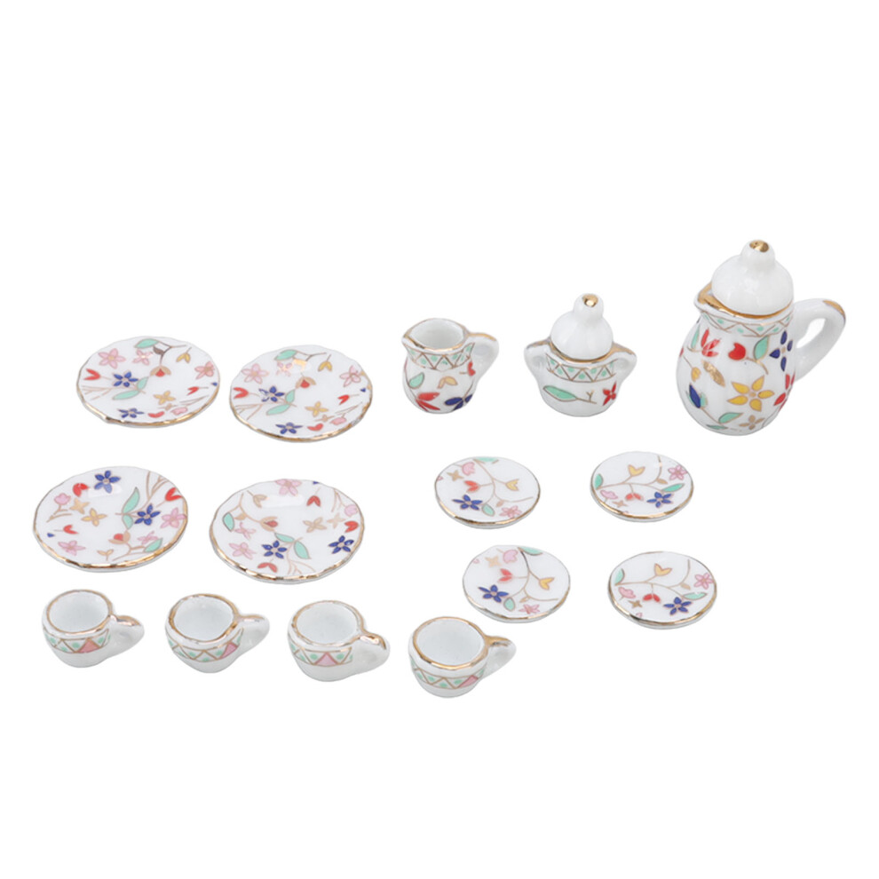 Exquisite Miniature Accessories, Mini Simulation Miniatures Porcelain Tea Set for 1:12 Scale Dollhouse Kitchens, Ceramic Doll House Tea Cup Set with