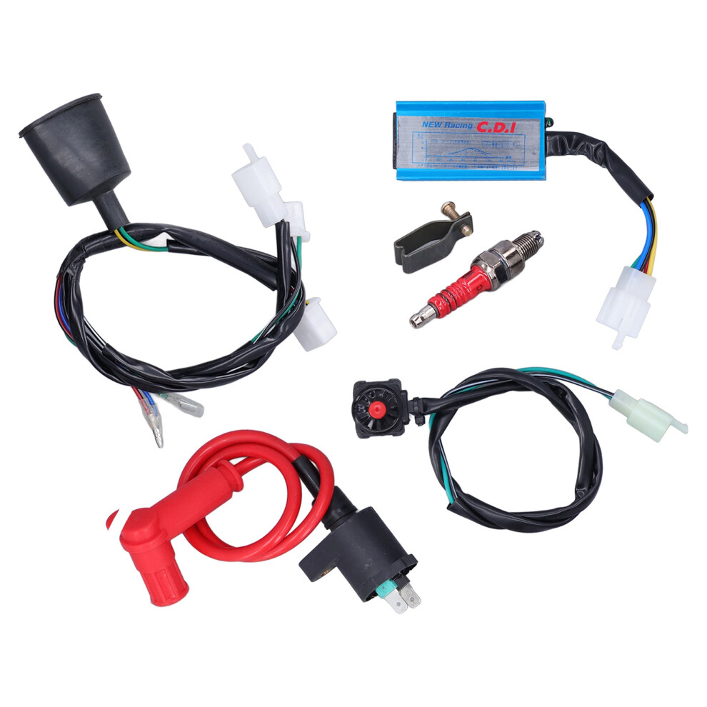 Spark Plug Rebuild Kit For Atv Quad Bike, Key Switch Kill Switch Stator Coil With Wire Harness Wiring Loom, Complete Cdi Ignition Coil System For 9173940730366