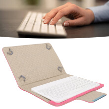 Kabellose 10-Zoll wasserdichte Bluetooth-Tastatur mit rosaroter Lederhülle