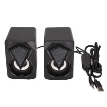 Desktop Speakers For PCs And Laptops, USB-Powered Portable Mini Sound Bar With In-line Volume Control & Blue LED Lights