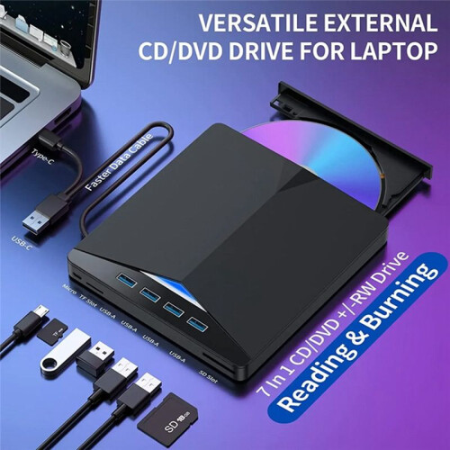 USB 3.0 Type-C External DVD RW CD Drive Burner Reader Player External Optical Drive for PC Laptop Desktop Computer 2