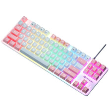 87 Key Mechanical Keyboard Green Axis Gaming Keyboard Wired Color Backlit Keyboard for PC Laptop Office Game C