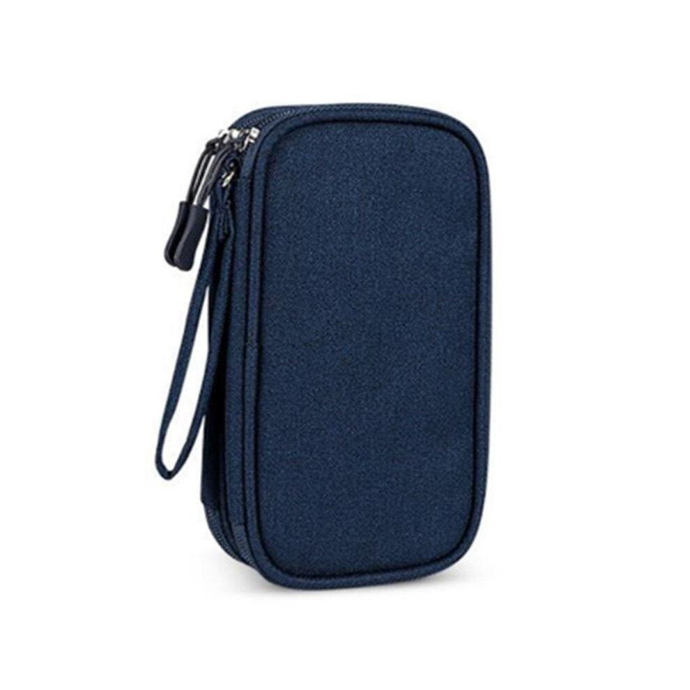 Portable Double-Deck Storage Bag For Digital Products-Travel Organizer For Usb Cables, Headsets & Accessories Navy 4712170705857
