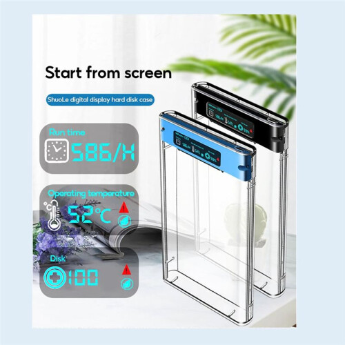 SHUOLE USB3.2 Caixa de HDD Externo 5Gbps 2,5 Polegadas Caixa Transparente Gabinete de Disco Rígido  HDD SSD Caixa de Armazenamento para Laptop PC 1