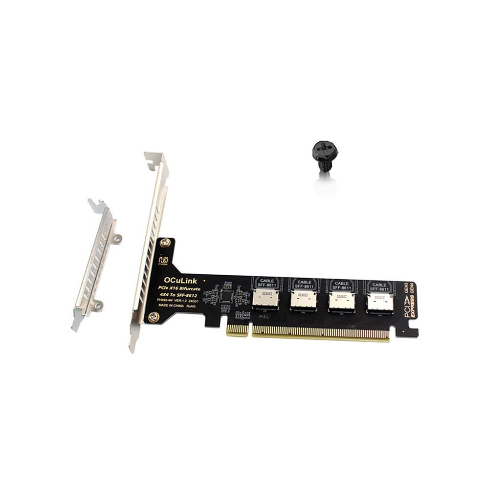 Pci-E 16X To Four U.2 Ssd Kit Sff8611&8612 Oculink Pcie Solid State Drive Adapter For Mainboard Expansion 4713137904443