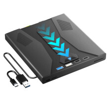 Lecteur Optique Externe 7 en 1 USB 3.0 Type C pour CD/DVD, Graveur de DVD, Lecteur Multifonction pour PC et Ordinateur Portable Windows