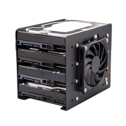 4x3.5 HDD Bracket for PC Case Mechanical Hard Disk Holder with Fan Cooling Stackable Expansion Fits 4 HDDs A 1