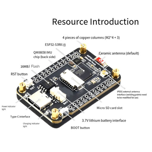 Waveshare ESP32-S3 AMOLED Tela Sensível Ao Toque de 1,64 Polegadas Flash-16 MB PSRAM-8 MB Módulo Sem Fio  WIFI 280x456 QSPI 1