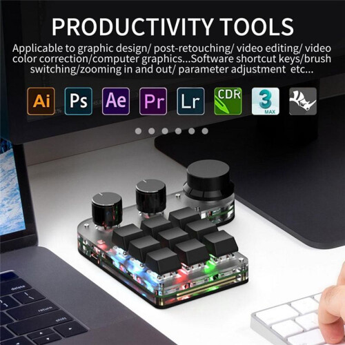 15 Keys 3 Knobs Programmable Keyboard,  Hot Swappable Numpad, Gaming Keyboard with Memory Function White 2