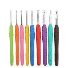 Conjunto de agulhas de crochê ergonômicas, leves e duráveis, em liga de alumínio, com cabo ergonômico e agulhas de crochê lisas com cabos de