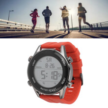 Digital-Sportuhr Wasserdicht 25,5 cm Rote Silikonband für Herren