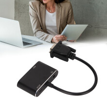 2-in-1 VGA zu HDMI Adapter, Metallisch Schwarz, Unterstützung hoher Auflösung