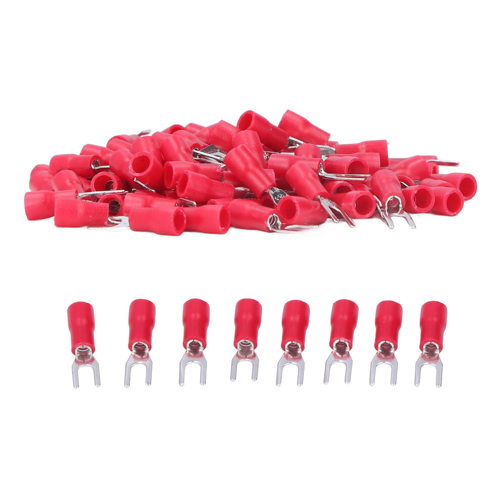 100Pcs Insulated Fork Terminal Set 22-16Awg 19A Red 4641376278042