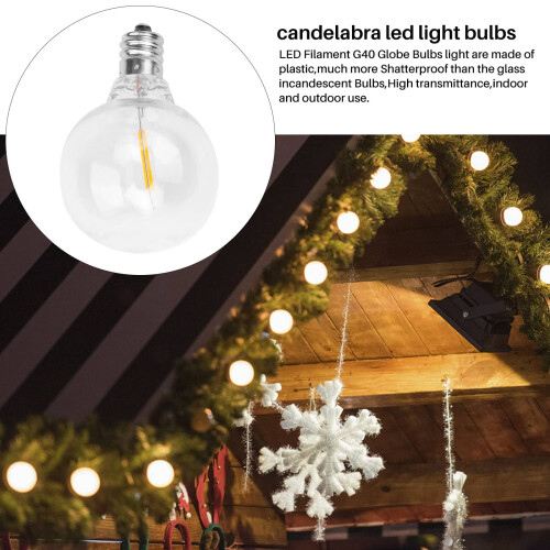 3Pcs G40 Led Replacement Light Bulbs, E12 Screw Base Shatterproof LED Globe Bulbs for Solar String Lights Warm White 1