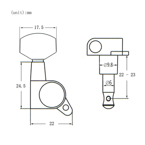 Stämningspinnar för Gitarr Tuner Machine Heads 3R3L Tuning Peg Machine  för Akustisk Elektrisk Gitarr, Svart 2