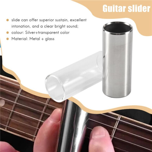 2-Delad Glas- och Metallslide för Gitarr, Bas, Medium (6 Cm) 2