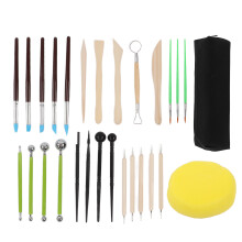 Tonmodellierwerkzeug-Set mit Silikonpinseln mit Gummispitze, flexiblen Spitzen, Töpferstift, Werkzeugen für feine Details, Formgebung und