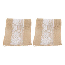 Rustikke bestikkholdere til bryllup, naturlig jute med blondedetaljer, vintagedekor, daglig bruk, borddekking, festgaver