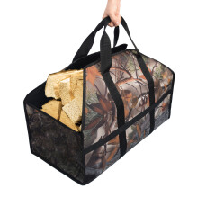 Portable Firewood Bag for Log Transportation, Durable Canvas Wood Carrier with Reinforced Handles, Heavy Duty Material Foldable Tote for Camping Outdo