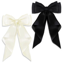 Fermagli francesi con coda lunga, grandi fiocchi per capelli, accessori per capelli vintage, tessuto di raso setoso, ampie applicazioni, design