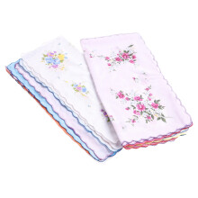 Floral Print Cotton Handkerchiefs for Women, Soft Cotton Vintage Style Handkerchiefs Set with Lace Embroidery Design, Classic Charm Party Favors for
