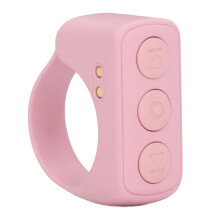 Anneau de télécommande Bluetooth avec bouton pour selfies et pochette de chargement — Rose