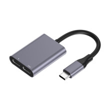 2 in 1 USB C AR Glasses Docking Hubs with PD Fast Charging and USB Two Interfaces for Smartphones and Tablets Grey