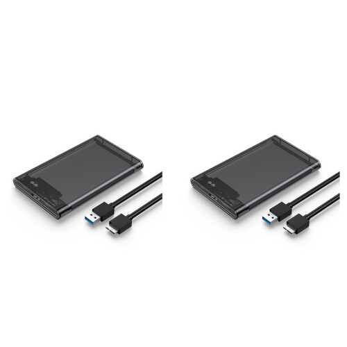 2X Caixa de Disco RíGido Cinza Transparente para Caixa RíGida Caixa de Disco RíGido de 2,5 Polegadas  para USB 3.0 Tipo-C 3.1 Caixa de Disco