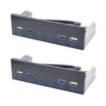 2X USB 3.0 Voorpaneel voor Desktop 5,25 Inch CD-ROM Drive Bay USB3.0/3.2 19-Pins USB2.0 9-Pins Naar 2x USB Type C+2x USB3.0+2xUSB2.0