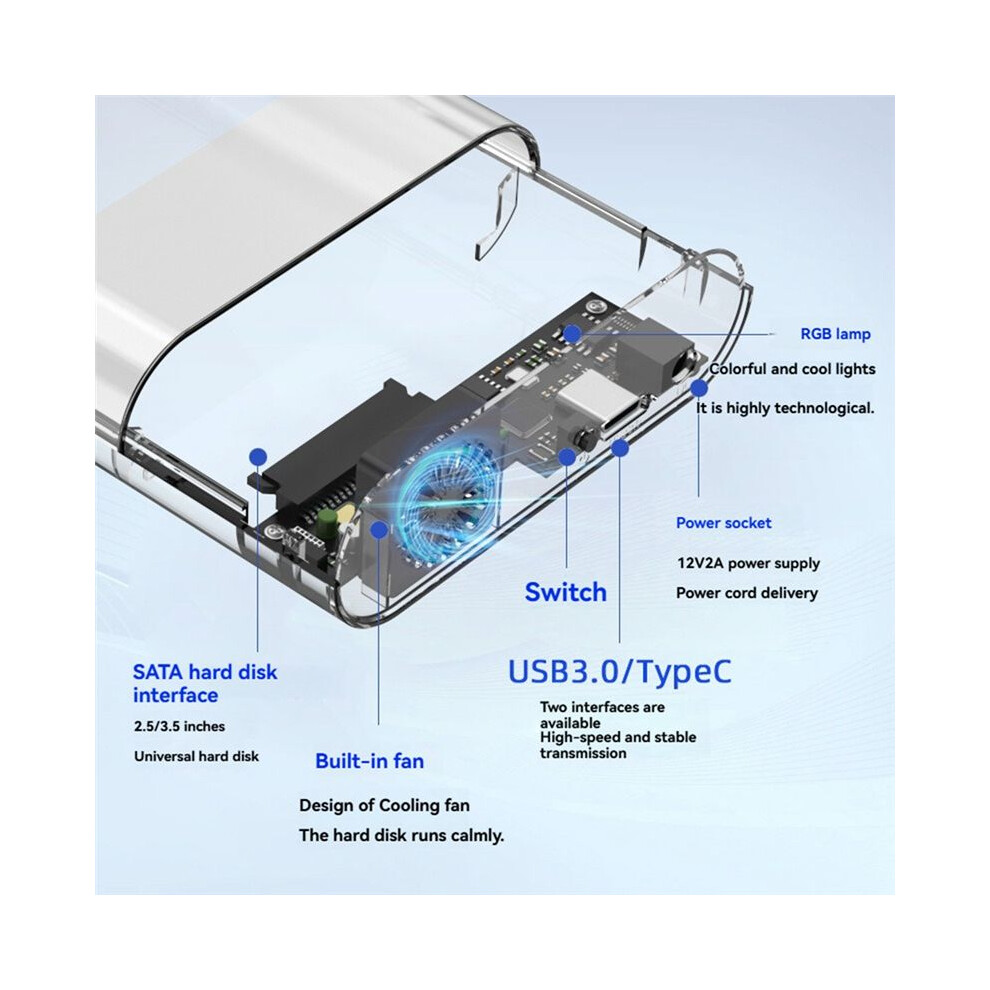 2.5Inch 3.5Inch Hdd External Hard Drive Case Rgb Hard Drive Enclosure High Speed Adapter For Pc Lapop Eu Plug 6032205975634