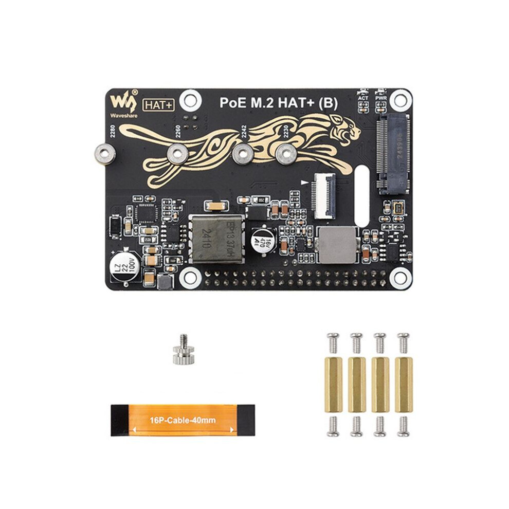 Waveshare For Raspberry Pi 5 Pcie To M.2 With Poe Expansion Board Support Nvme For 2230/2242/2260/2280 M.2 Hard Drives Gold 4713277625161