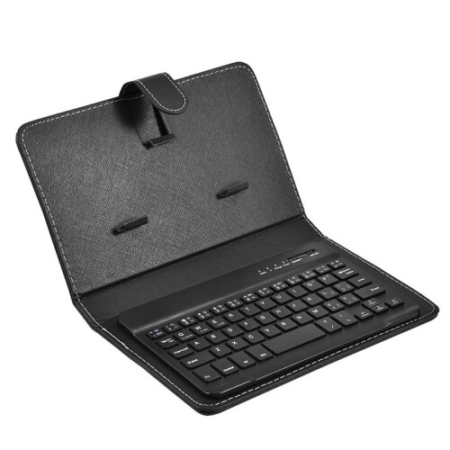 Teclado Sem Fio  com Capa de Couro PU para Smartphone Tablet 4,5 Polegadas - 6,8 Polegadas RecarregáVel