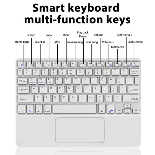 10inches Touchpad  Keyboard Compatible with Windows, IPadOS, Android, and IOS English White 1