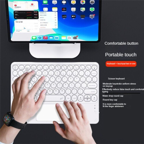 Wireless  Keyboard  78 Keys Gaming Office Rechargeable Keyboard Touchpad for Pad PC Tablet Black 1