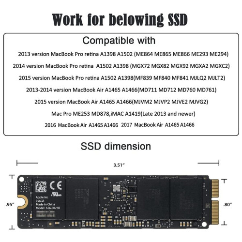 PCI Express Conversion Card PCI-E 1X to 12+16 Pin for 2013-2017  Pro Air SSD Conversion Card 2