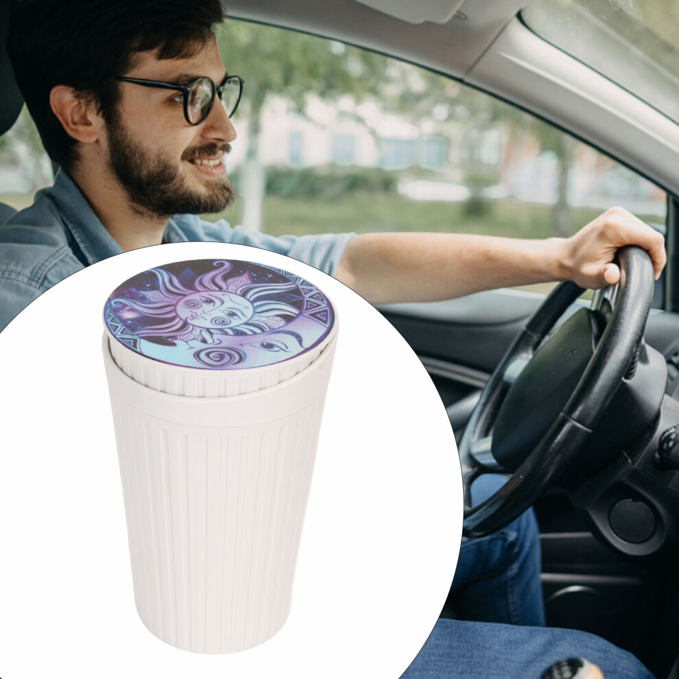 Portable Car Ashtray With Lid, 13X8cm Smoking Accessory White 8401376295298