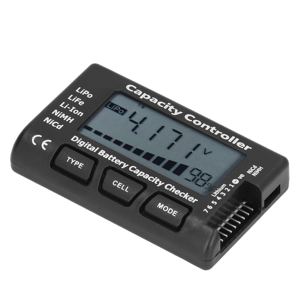 Digital Battery Capacity Checker Voltage Tester For Lipo, Nimh, Life - Black 9351376295615